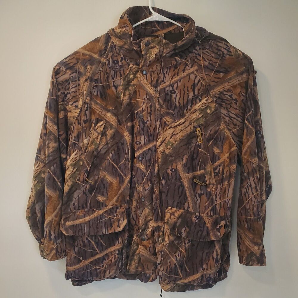 Vntg Mossy Oak Shadow Branch Fleece Parka Coat w/ Removable Hood 2XL Waterproof